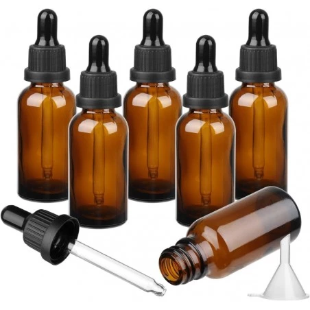 Pack 25 flasques en verre teinté pour teinture 20ml + pipette Pots en verre