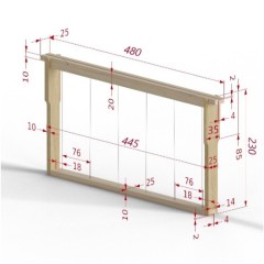 Quadro Langstroth Hoffmann com aramado vertical