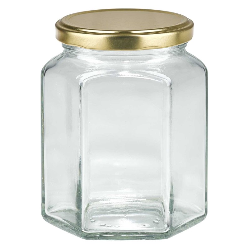 Hexagonal Glass Jar 288 ml Honey Crystal Jars