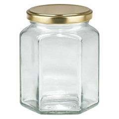 Hexagonal Glass Jar 288 ml TO63 - Pack 30 units Honey Crystal Jars