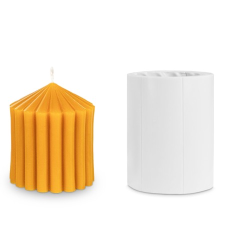 Silicone Mold for beeswax candles - Ribbed Cylinder Shape Candle moulds